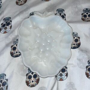 Dish Bowl Hazel Atlas Milk Glass Grape Cluster Shape Vintage